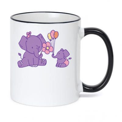 Cute Elephants 11oz Black Color Changing Mug