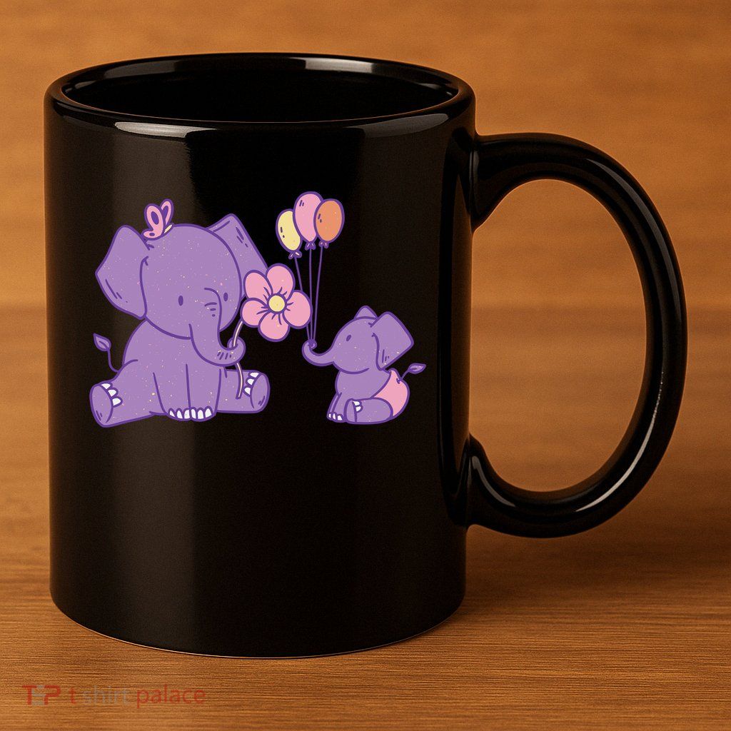 Cute Elephants 11oz C Handle Ceramic Mug