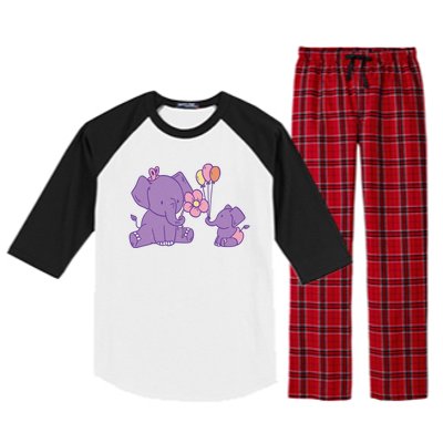 Cute Elephants Raglan Sleeve Pajama Set