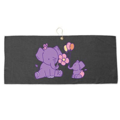 Cute Elephants Large Microfiber Waffle Golf Towel