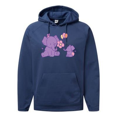 Cute Elephants Performance Fleece Hoodie