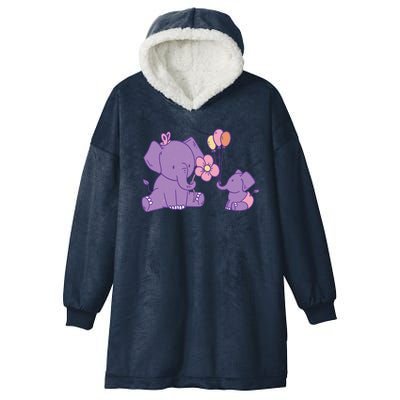 Cute Elephants Hooded Wearable Blanket