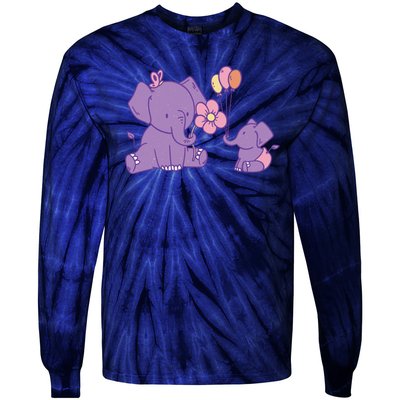 Cute Elephants Tie-Dye Long Sleeve Shirt