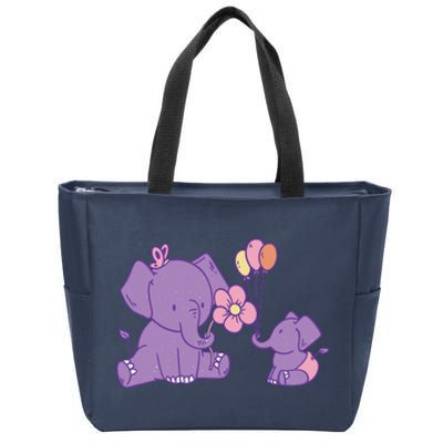 Cute Elephants Zip Tote Bag