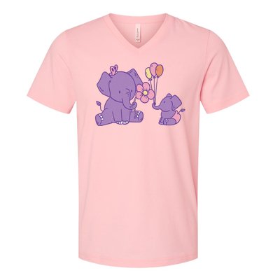 Cute Elephants V-Neck T-Shirt