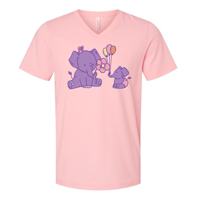 Cute Elephants V-Neck T-Shirt