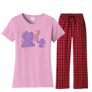 Cute Elephants Women's Flannel Pajama Set