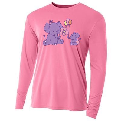 Cute Elephants Cooling Performance Long Sleeve Crew