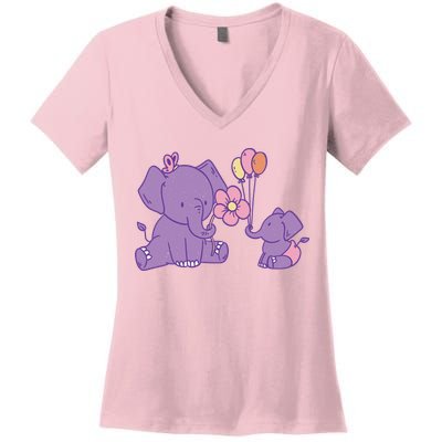 Cute Elephants Women's V-Neck T-Shirt