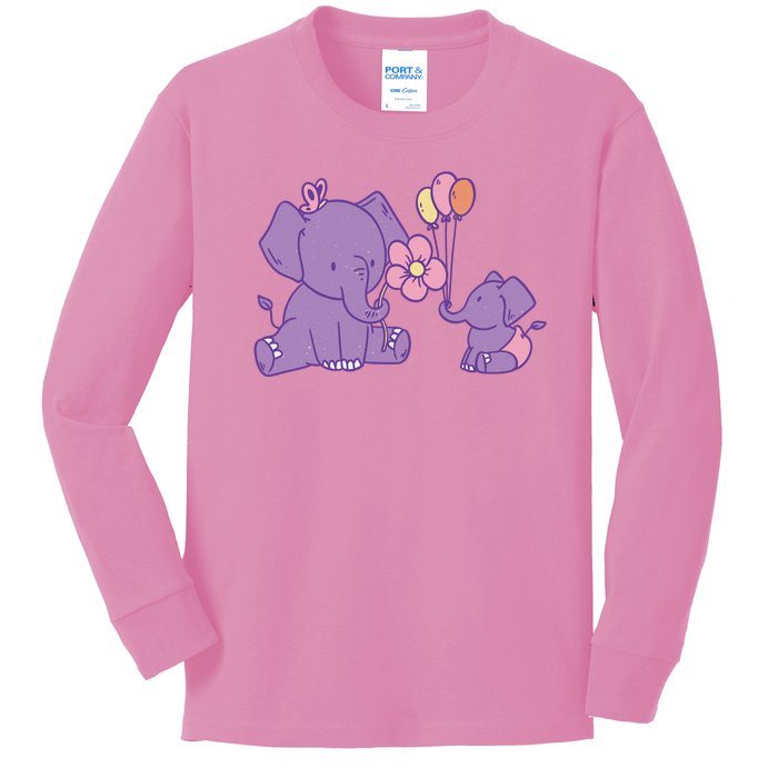 Cute Elephants Kids Long Sleeve Shirt