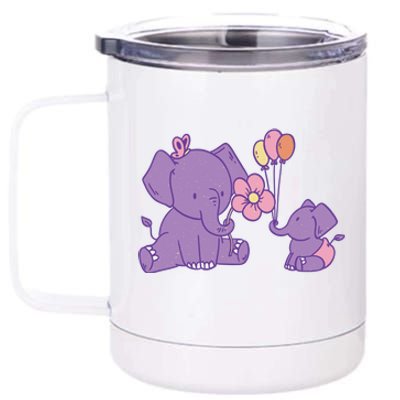 Cute Elephants 12 oz Stainless Steel Tumbler Cup