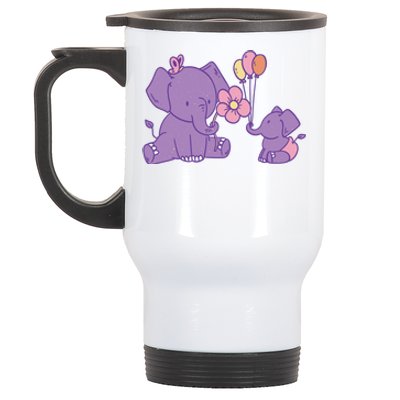 Cute Elephants Stainless Steel Travel Mug