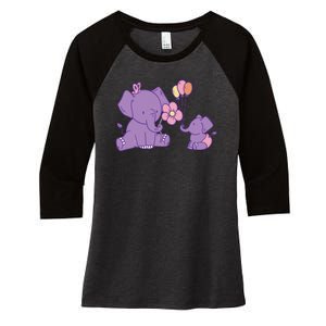 Cute Elephants Women's Tri-Blend 3/4-Sleeve Raglan Shirt