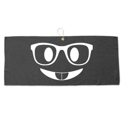 Cute Emoji Nerd Face Large Microfiber Waffle Golf Towel