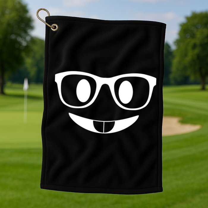 Cute Emoji Nerd Face Golf Towel