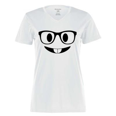 Cute Emoji Nerd Face Women's Momentum V-Neck T-Shirt