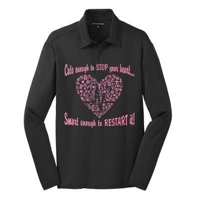 Cute Enough To Stop The Heart Silk Touch Performance Long Sleeve Polo