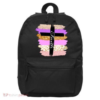 Cute Faith Cross Leopard 16 in Basic Backpack