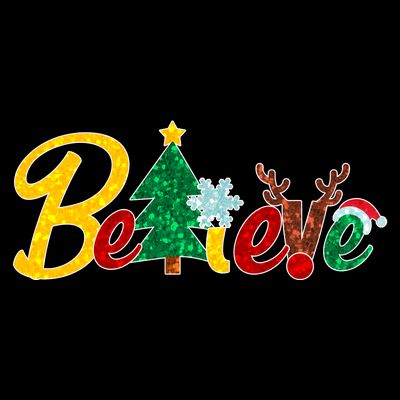 Cute Festive Christmas Believe  T-Shirt
