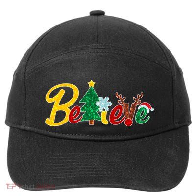 Cute Festive Christmas Believe  7-Panel Snapback Hat