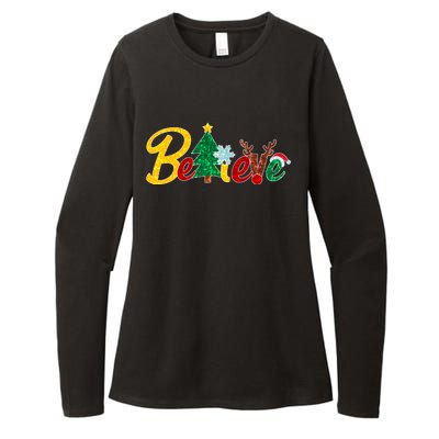 Cute Festive Christmas Believe  Womens CVC Long Sleeve Shirt