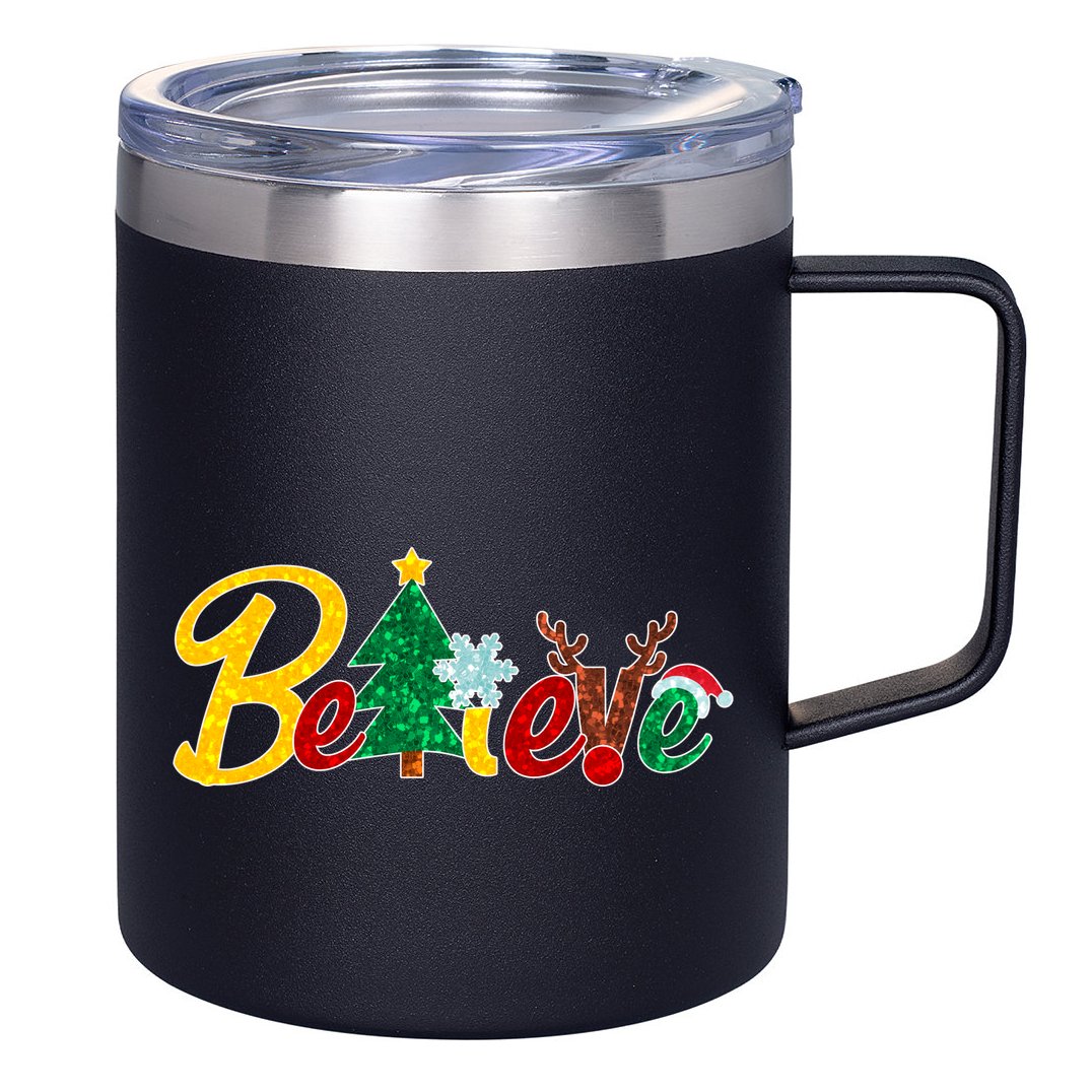 Cute Festive Christmas Believe  12oz Stainless Steel Coffee Mug