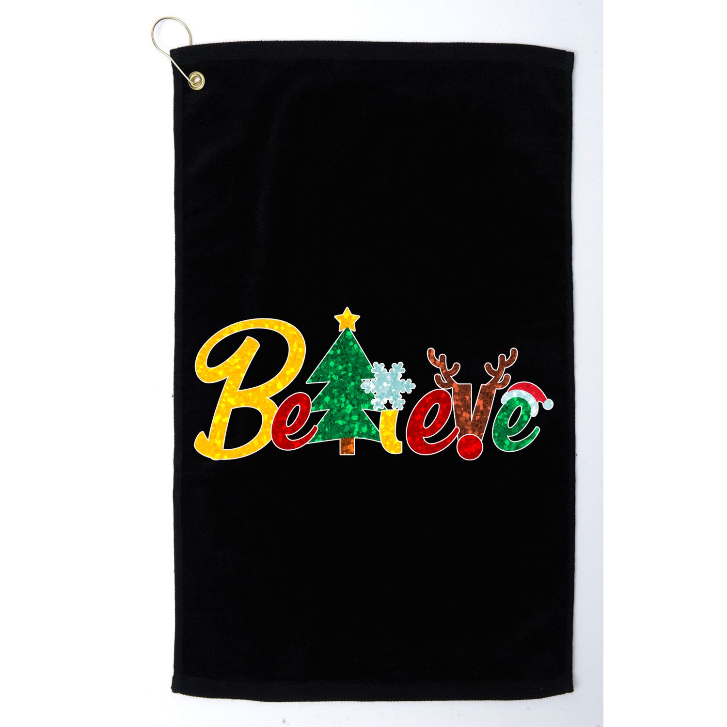Cute Festive Christmas Believe  Golf Towel