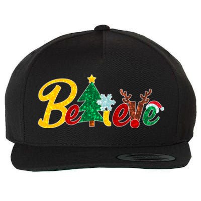 Cute Festive Christmas Believe  Wool Snapback Cap