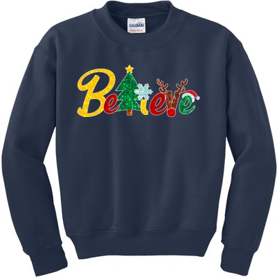 Cute Festive Christmas Believe  Kids Sweatshirt