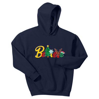 Cute Festive Christmas Believe  Kids Hoodie