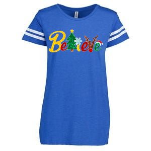 Cute Festive Christmas Believe  Enza Ladies Jersey Football T-Shirt