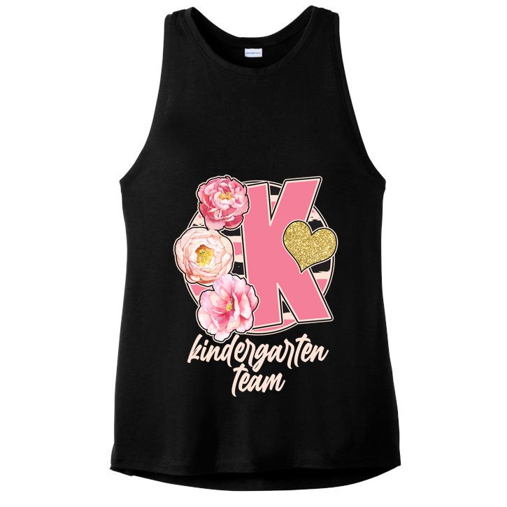Cute Floral Glam Kindergarten Team Ladies PosiCharge Tri-Blend Wicking Tank