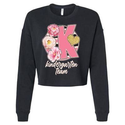 Cute Floral Glam Kindergarten Team Cropped Pullover Crew