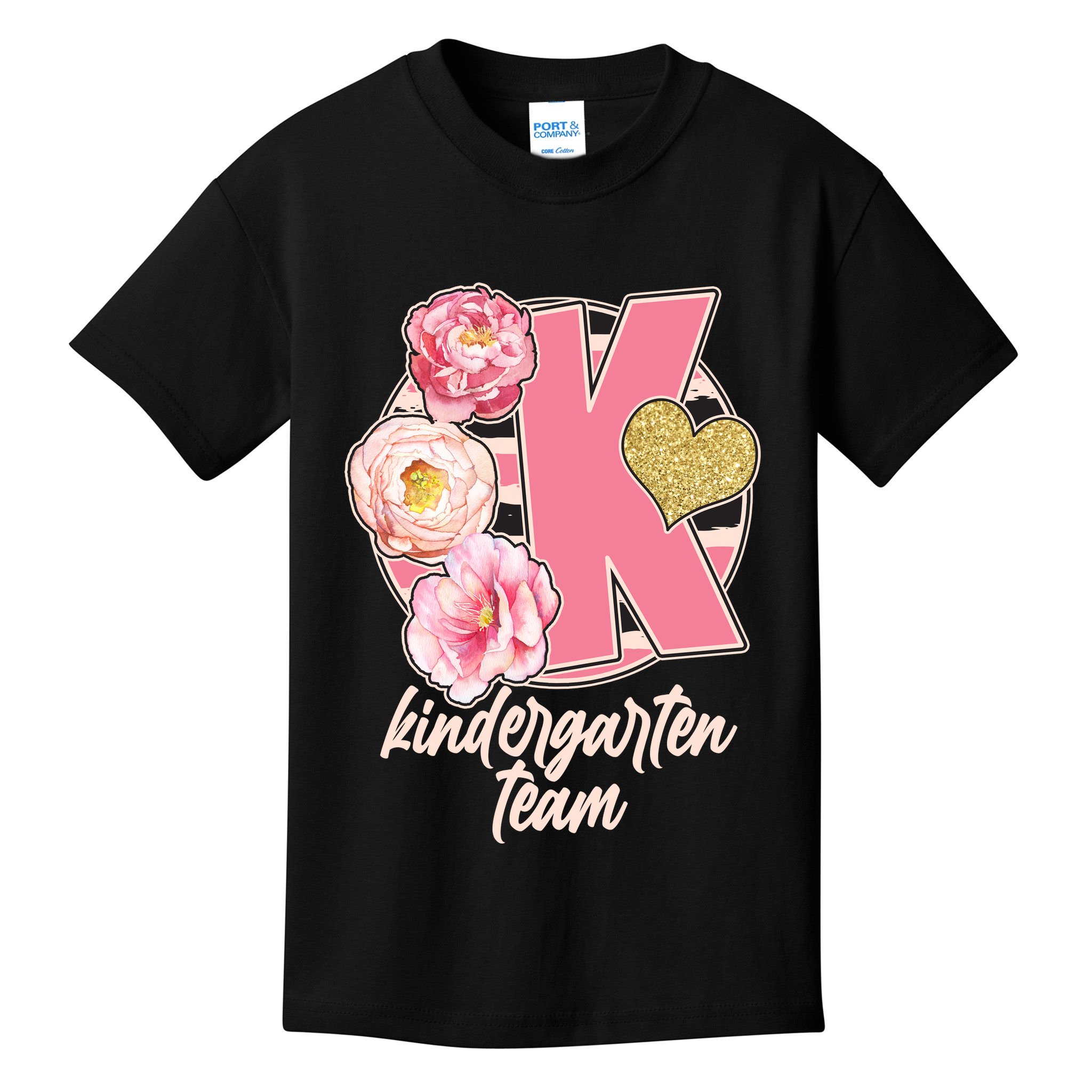 Cute Floral Glam Kindergarten Team Kids T-Shirt