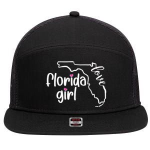 Cute Florida Girl Love 7 Panel Mesh Trucker Snapback Hat