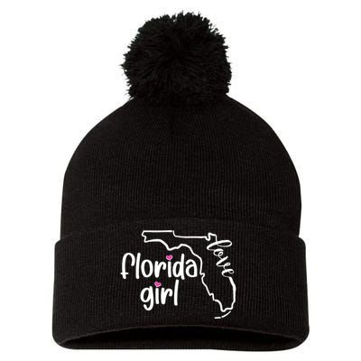 Cute Florida Girl Love Pom Pom 12in Knit Beanie