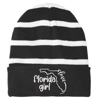 Cute Florida Girl Love Striped Beanie with Solid Band