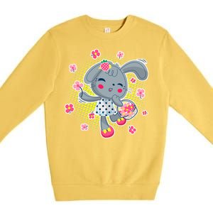 Cute Flower Easter Bunny Premium Crewneck Sweatshirt