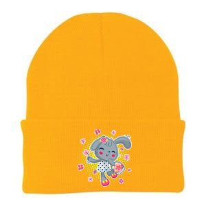 Cute Flower Easter Bunny Knit Cap Winter Beanie