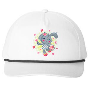 Cute Flower Easter Bunny Snapback Five-Panel Rope Hat