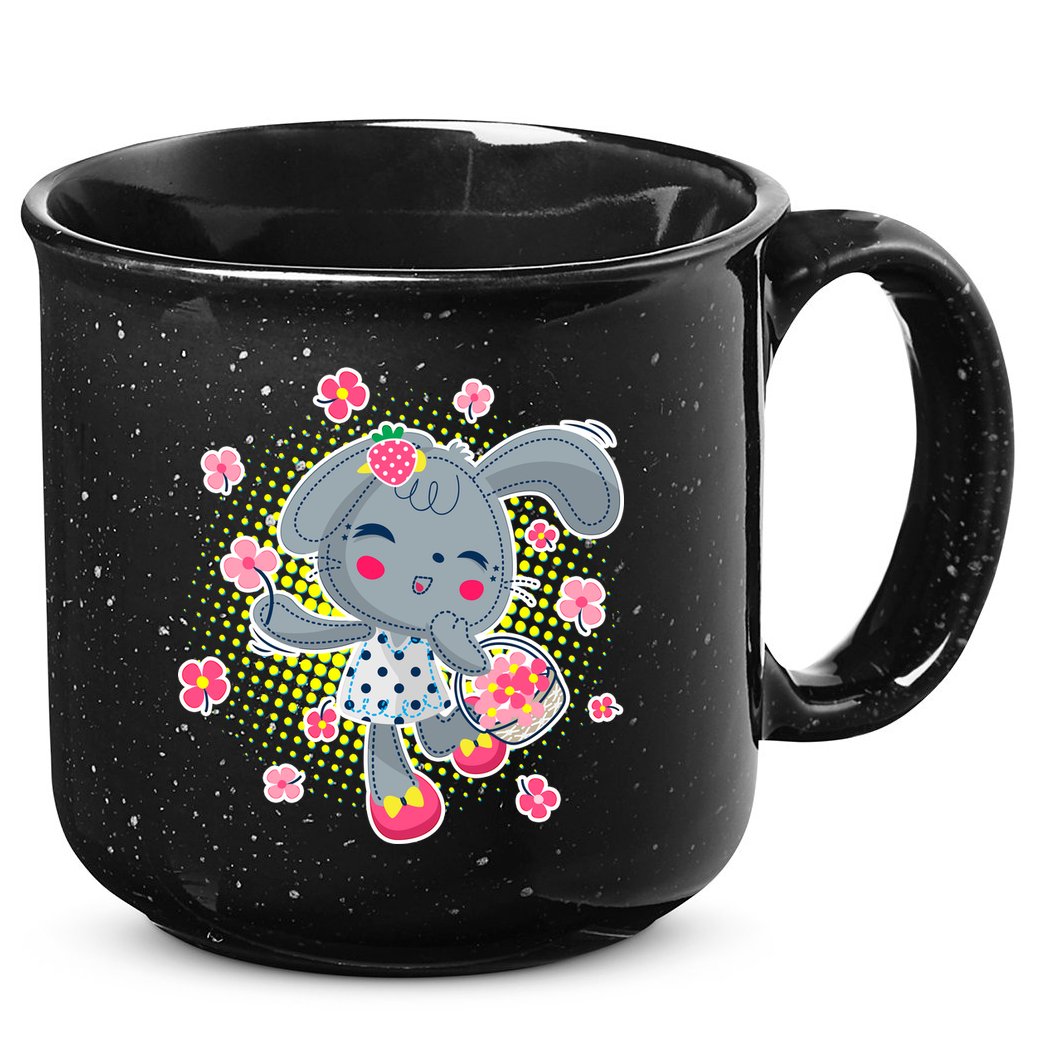 Cute Flower Easter Bunny 15oz Campfire Ceramic Mug