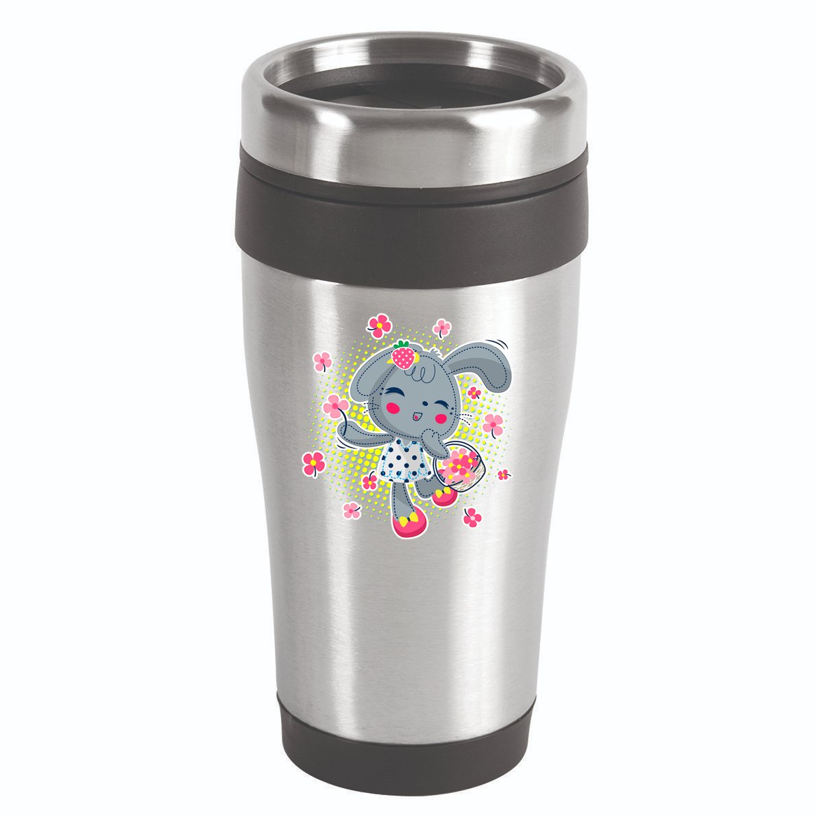 Cute Flower Easter Bunny 16oz Travel Tumbler