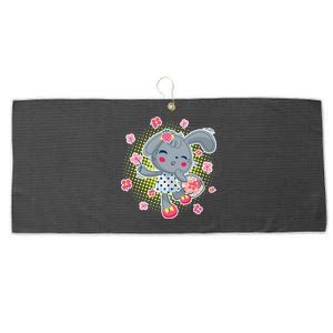 Cute Flower Easter Bunny Large Microfiber Waffle Golf Towel