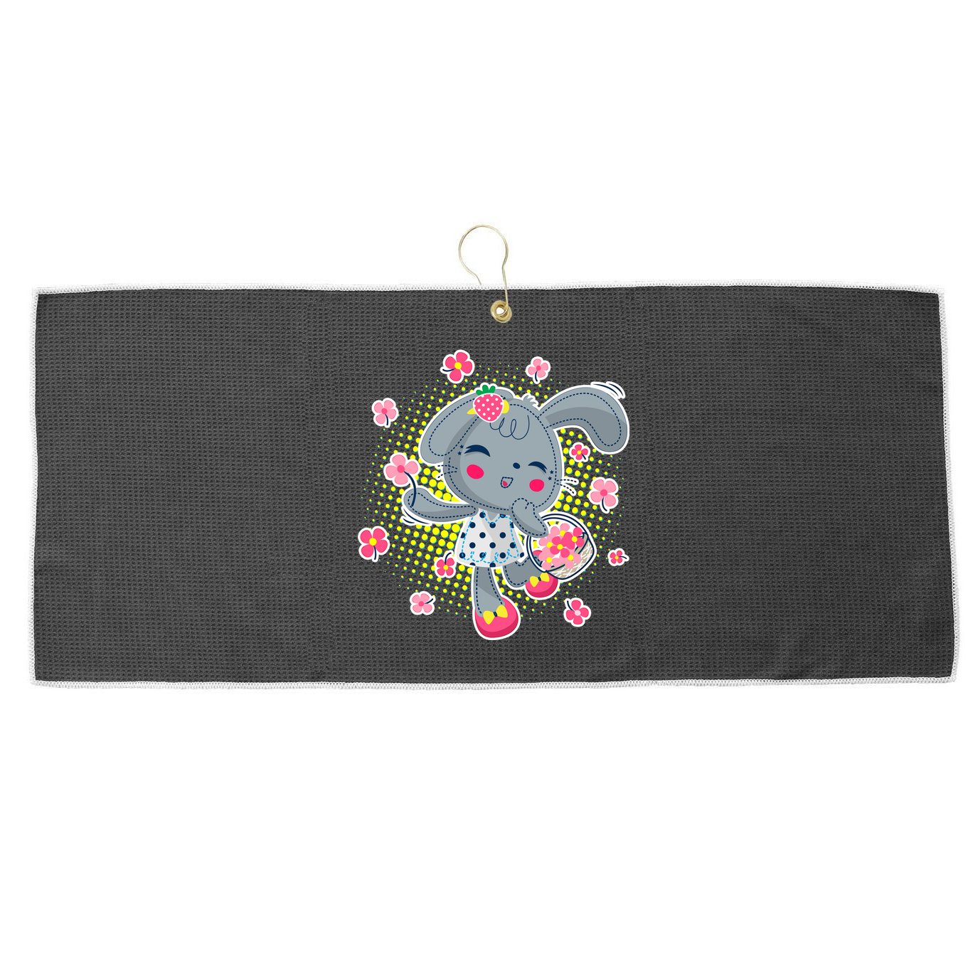 Cute Flower Easter Bunny Large Microfiber Waffle Golf Towel