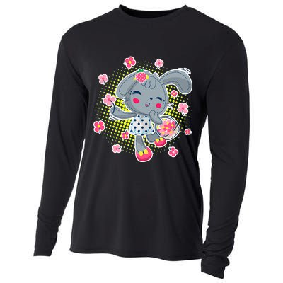 Cute Flower Easter Bunny Cooling Performance Long Sleeve Crew