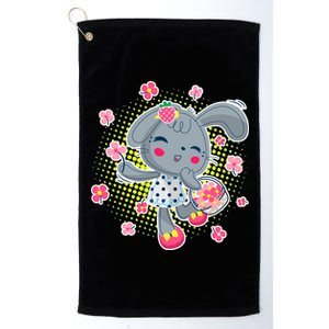 Cute Flower Easter Bunny Platinum Collection Golf Towel