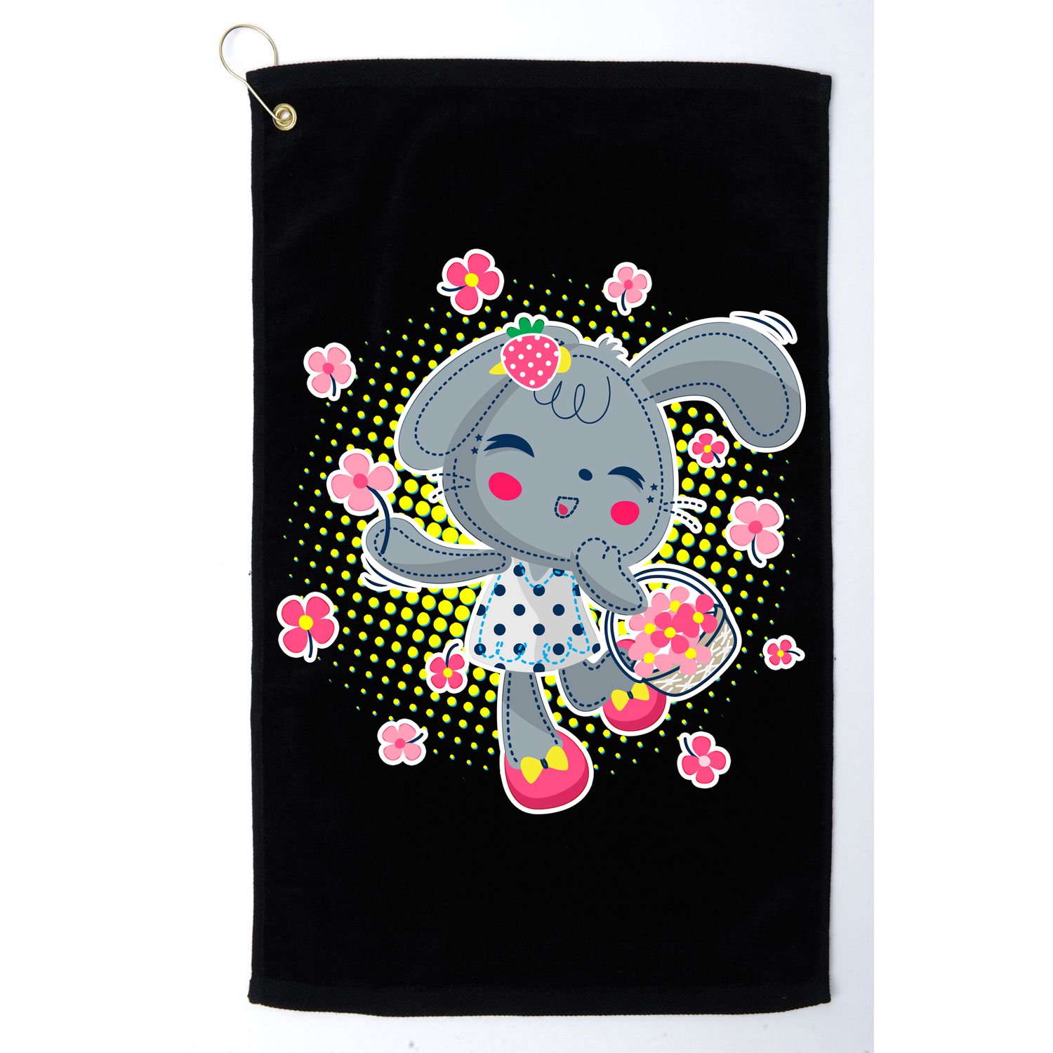Cute Flower Easter Bunny Golf Towel