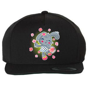 Cute Flower Easter Bunny Wool Snapback Cap