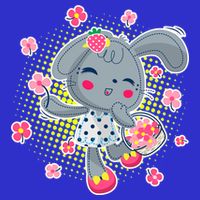 Cute Flower Easter Bunny Button