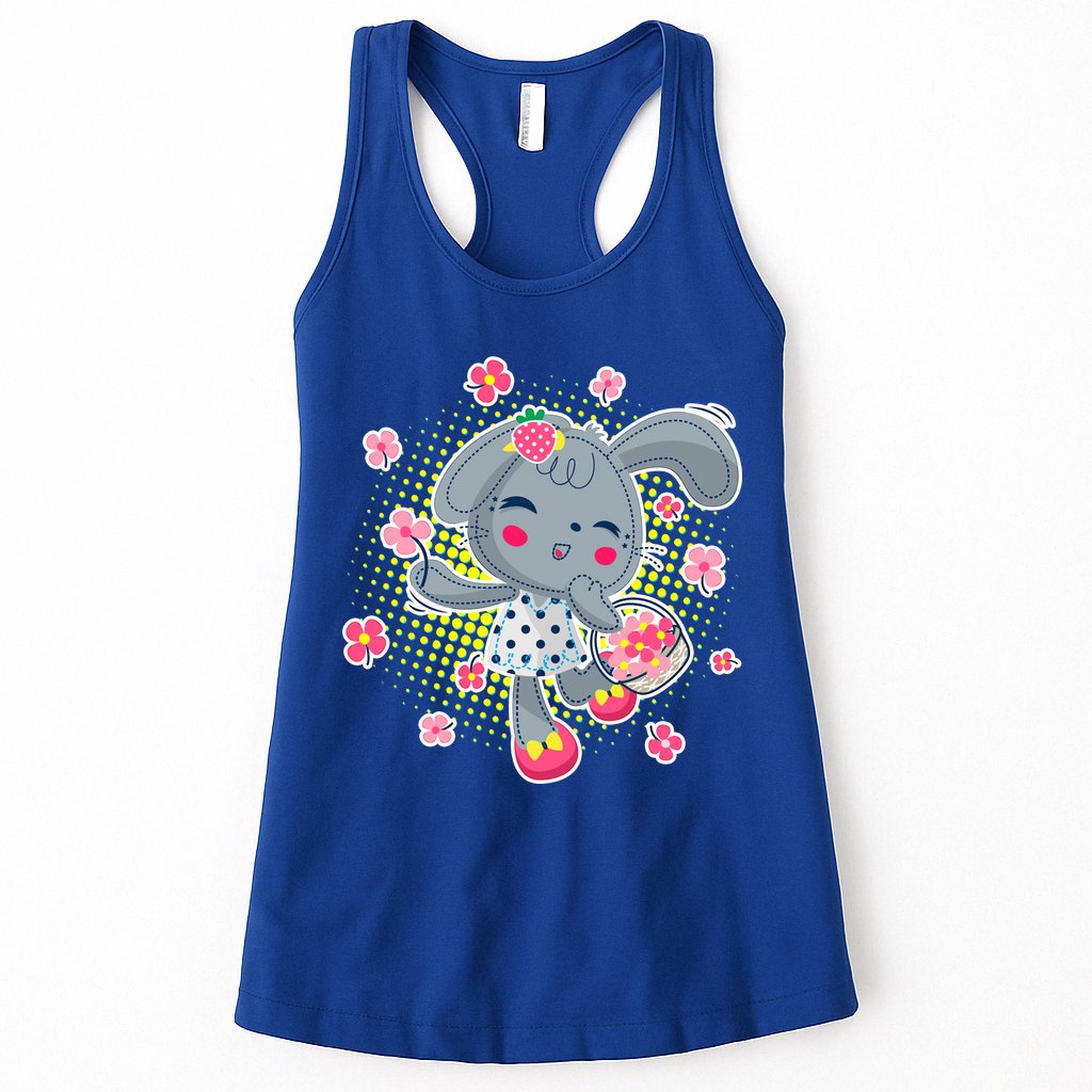 Cute Flower Easter Bunny Womens Tank Top